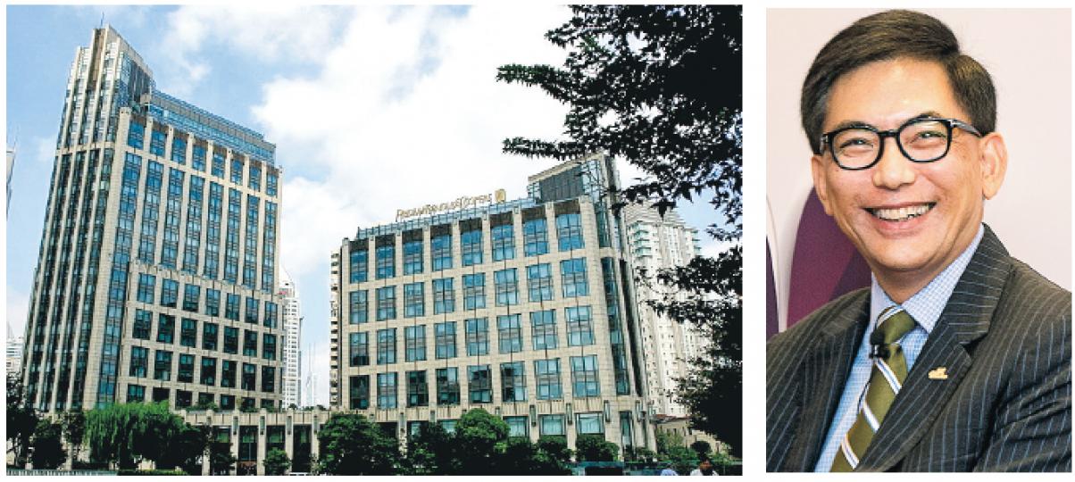 領匯以代價82.6億元，向瑞安房地產收購上海甲級寫字樓企業天地1號及2號（左圖），為公司歷來最高金額收購項目。領匯執行董事及行政總裁王國龍（右圖）表示，因上海企業天地項目成熟，收購後能馬上提升領匯的租金收入。（黃志東攝）