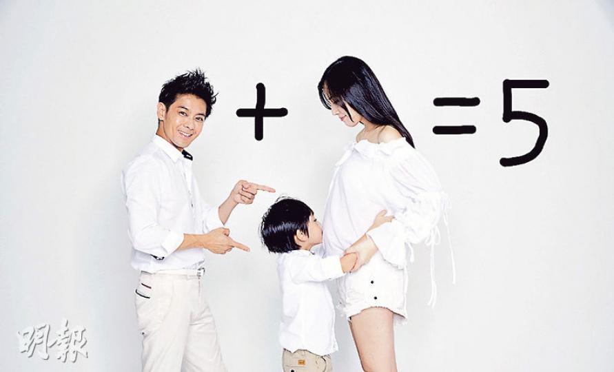 林志穎一家三口+太太腹中孖仔,就是=5。(微博圖片) 林志穎一家三口+太太腹中孖仔,就是=5。(微博圖片)