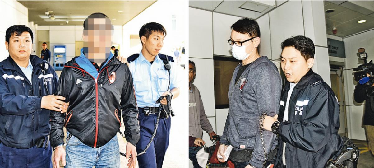 東區法院昨午有9名疑犯在應訊期間報稱不適,分別由警員押解送院。左圖疑犯在記者面前說:「有乜理由一安(士)冰都唔畀保釋,動亂嗰啲又畀……無咩唔舒服,我哋特登嘅!」(林智傑、葉真真攝) 東區法院昨午有9名疑犯在應訊期間報稱不適,分別由警員押解送院。左圖疑犯在記者面前說:「有乜理由一安(士)冰都唔畀保釋,動亂嗰啲又畀……無咩唔舒服,我哋特登嘅!」(林智傑、葉真真攝)