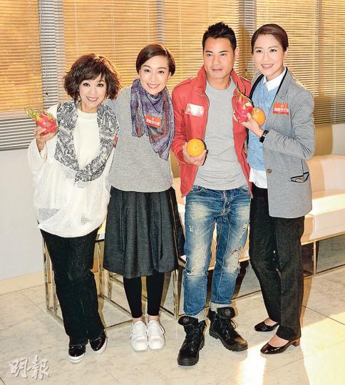 米雪（左起）、江美儀、黃智賢及陳敏之合演無綫新劇《親親我好媽》，探討教育及親子問題。（攝影：梁榮達）