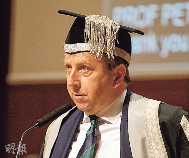 港大校長馬斐森昨出席該校開學禮。(李紹昌攝) 港大校長馬斐森昨出席該校開學禮。(李紹昌攝)