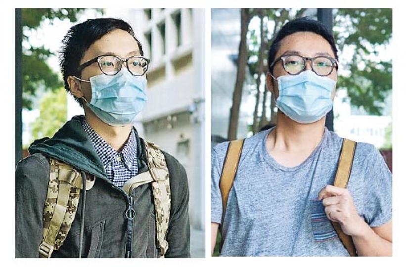 被告陳卓軒(右圖)和陳宇基(左圖)分別被控意圖破壞社會安寧及襲警,案件今午裁決。(蘇智鑫攝) 被告陳卓軒(右圖)和陳宇基(左圖)分別被控意圖破壞社會安寧及襲警,案件今午裁決。(蘇智鑫攝)