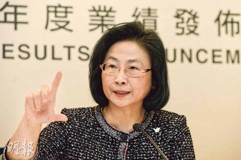 創興銀行去年多賺19%,但派息比率反降至35%,該行副主席梁高美懿(圖)表示,為應對監管當局的資本要求,董事會傾向保留資金。(楊柏賢攝) 創興銀行去年多賺19%,但派息比率反降至35%,該行副主席梁高美懿(圖)表示,為應對監管當局的資本要求,董事會傾向保留資金。(楊柏賢攝)