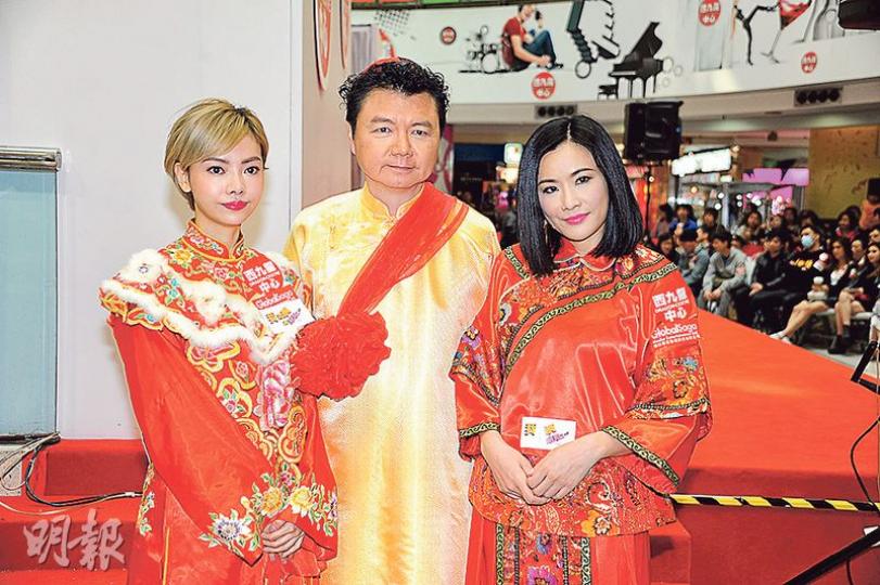 林熹瞳（左起）、艾威及張文慈為新片《我老婆未結婚》谷宣傳。（攝影鎅O者﹕陳釗）