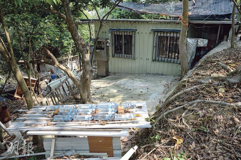 現場所見,該寮屋主要以鋅鐵搭建,設電力裝置和空調系統,地面灌上混凝土,屋外搭有矮棚。溫先生指出,該處原為農地,矮棚跟寮屋之間原為儲水池用作灌溉,疑被改成化糞池。(鍾林枝攝)毗鄰大埔康樂園的泰亨新圍,其中一幅領有租用牌照的政府土地範圍(橙色範圍)被非法興建寮屋(紅框示)。持牌人兒子溫先生指出,去年發現該屋後,自行交涉不果,今年報警及再向地政處等多個政府部門求助,但無一部門願意介入。(鍾林枝攝)溫先生指出,去年發現父親所租政府地被霸佔建屋,所種果樹被砍,剩下樹頭。(鍾林枝攝) 現場所見,該寮屋主要以鋅鐵搭建,設電力裝置和空調系統,地面灌上混凝土,屋外搭有矮棚。溫先生指出,該處原為農地,矮棚跟寮屋之間原為儲水池用作灌溉,疑被改成化糞池。(鍾林枝攝)毗鄰大埔康樂園的泰亨新圍,其中一幅領有租用牌照的政府土地範圍(橙色範圍)被非法興建寮屋(紅框示)。持牌人兒子溫先生指出,去年發現該屋後,自行交涉不果,今年報警及再向地政處等多個政府部門求助,但無一部門願意介入。(鍾林枝攝)溫先生指出,去年發現父親所租政府地被霸佔建屋,所種果樹被砍,剩下樹頭。(鍾林枝攝)