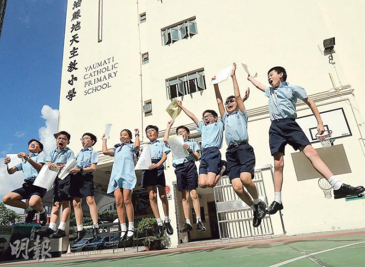 油蔴地天主教小學今年有83%學生獲派首三志願,男生最多獲派九龍華仁書院及聖芳濟書院,女生則最多獲派真光女書院。學生派位理想,各人在記者要求下高舉派位通知書跳起慶祝。(李紹昌攝)謝先生(左)的兒子(右)獲派首志願,父子昨日仍到銘基書院叩門,爭取機會升讀認為更好的學校,謝說希望讓兒子體驗中學派位的過程。(李紹昌攝) 油蔴地天主教小學今年有83%學生獲派首三志願,男生最多獲派九龍華仁書院及聖芳濟書院,女生則最多獲派真光女書院。學生派位理想,各人在記者要求下高舉派位通知書跳起慶祝。(李紹昌攝)謝先生(左)的兒子(右)獲派首志願,父子昨日仍到銘基書院叩門,爭取機會升讀認為更好的學校,謝說希望讓兒子體驗中學派位的過程。(李紹昌攝)