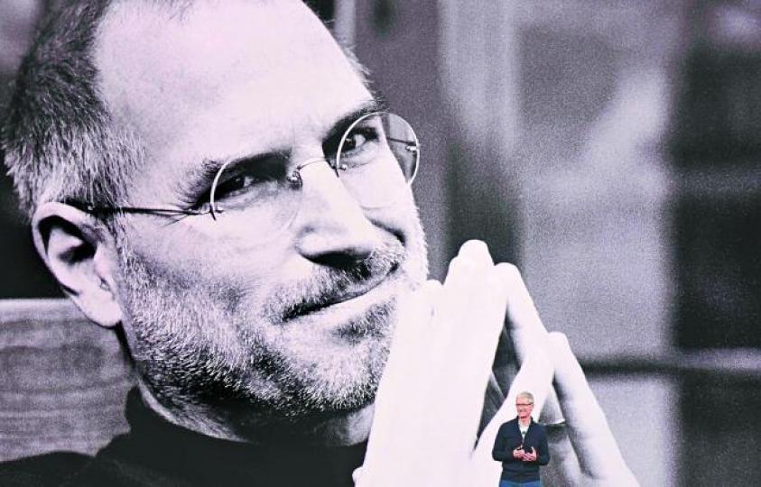 ■發佈會開始時，蘋果行政總裁Tim Cook播放片段向Steve Jobs致敬。