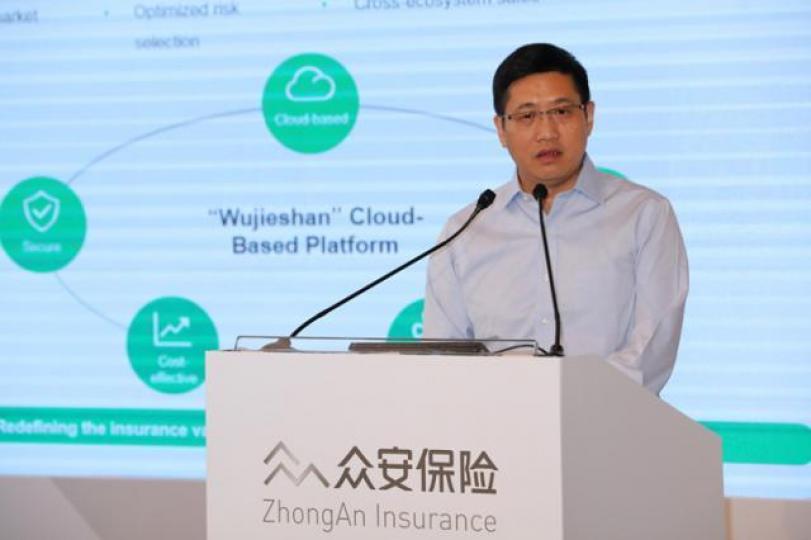 ■在三馬效應下，眾安在綫熱爆。圖為首席執行官陳勁。資料圖片
