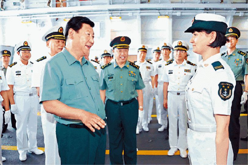 ■習近平強調海軍在國家安全地位重要，他自十八大以來多次到海軍部隊視察。
