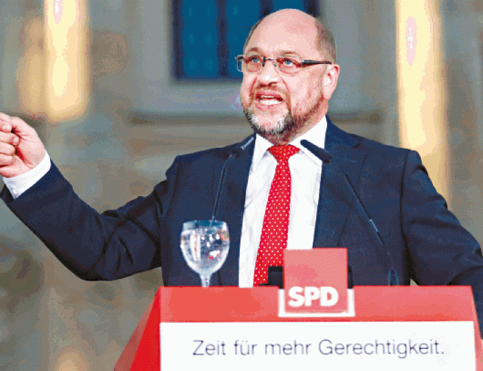 ■SPD領袖舒爾茨雖然勝算低，但未言放棄。路透社
