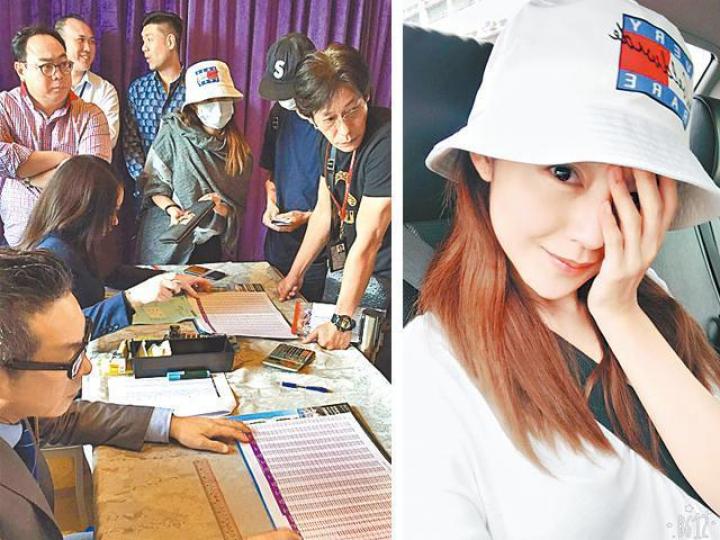 ■藝人衛詩雅戴上口罩及帽子到場買樓（左圖），又在fb貼上戴同款帽子自拍照（右圖）。
