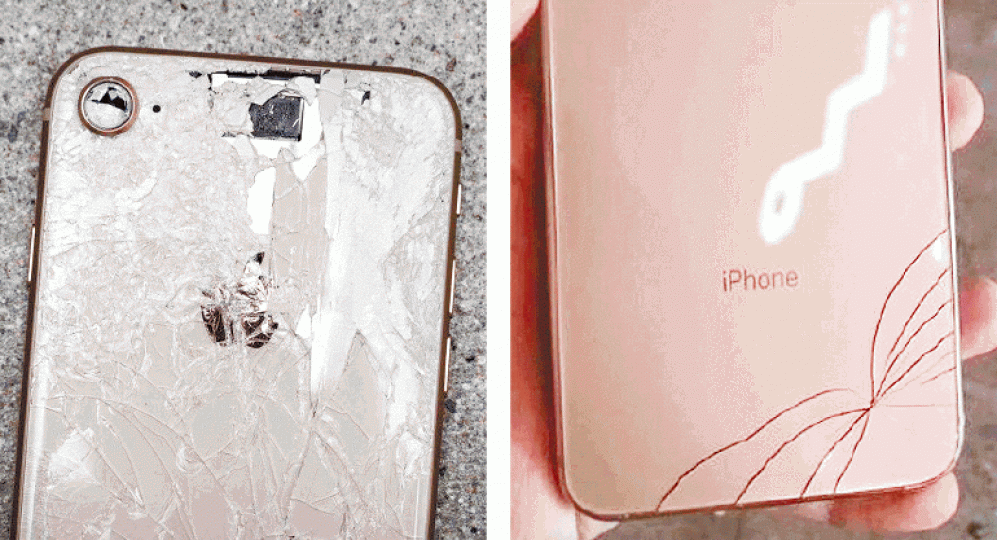 ■昨日有內地及台灣網民上載iPhone8外殼摔至碎裂的照片。