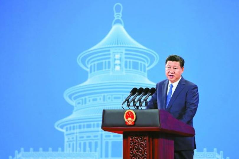 ■習近平昨在國際刑警大會上發言。