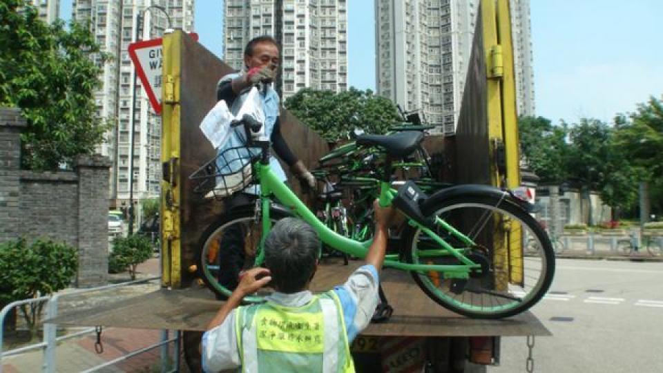 ■GoBee.Bike有違泊的單車遭充公。資料圖片