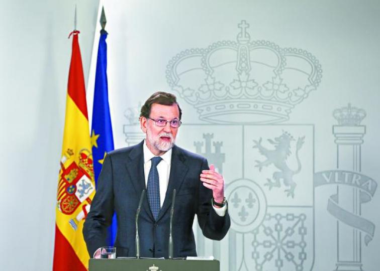 ■西班牙首相拉霍伊一直要求普伊格蒙特明確回覆，是否已宣佈獨立。資料圖片