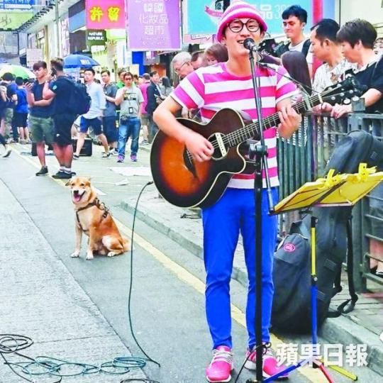 ■日本街頭藝人Mr.Wally曾在旺角表演遭驅趕。 ■日本街頭藝人Mr.Wally曾在旺角表演遭驅趕。