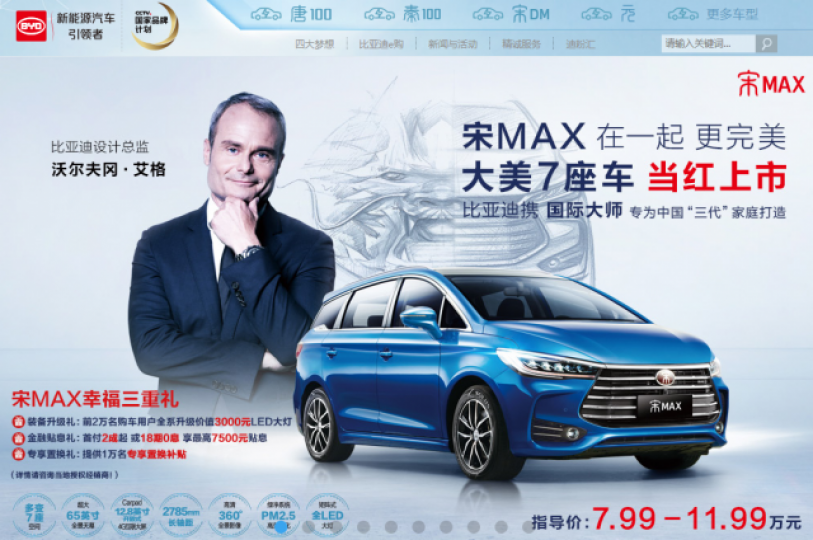 ■比亞迪稱新款車型宋Max備受市場歡迎,將推動集團傳統汽車業務迅速恢復。比亞迪網頁
■比亞迪稱新款車型宋Max備受市場歡迎,將推動集團傳統汽車業務迅速恢復。比亞迪網頁