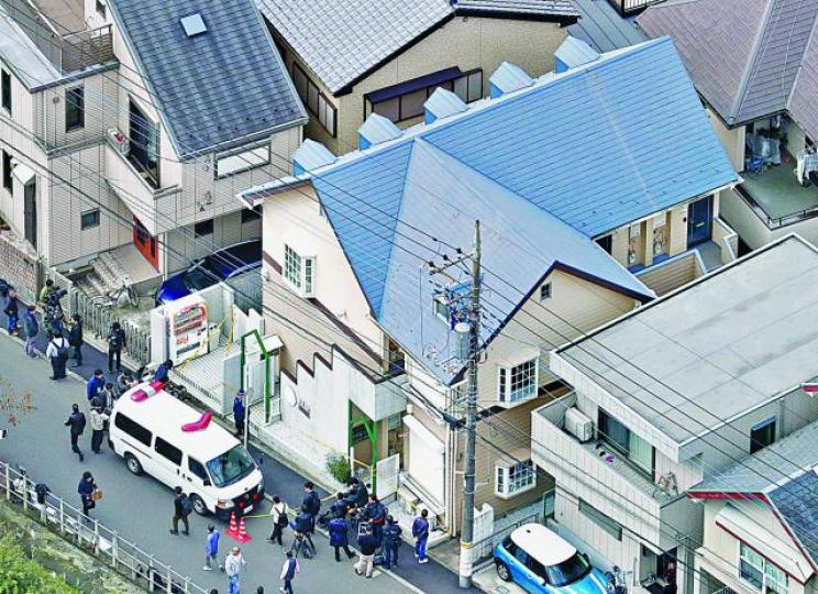 ■涉案單位位於神奈川縣,警方在單位內發現人頭及其他殘骸。美聯社 ■涉案單位位於神奈川縣,警方在單位內發現人頭及其他殘骸。美聯社