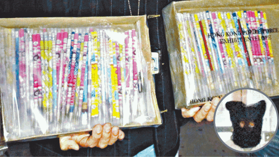 ■姓蔡男子(圓圖)涉虐待動物被捕,警方在其家找到大量尖筆。 ■姓蔡男子(圓圖)涉虐待動物被捕,警方在其家找到大量尖筆。