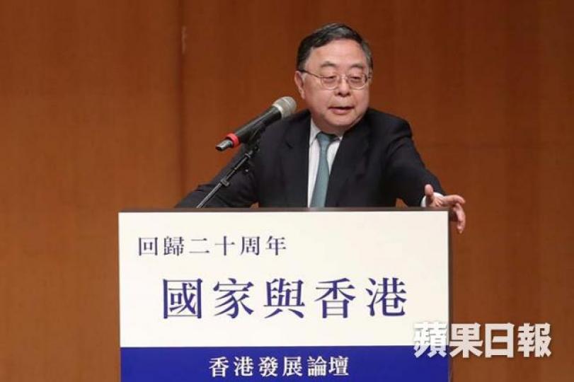 ■陳啟宗噚日出席香港發展論壇時再爆金句。 朱永倫攝 ■陳啟宗噚日出席香港發展論壇時再爆金句。 朱永倫攝