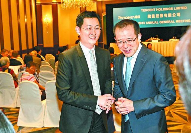 ■劉熾平(右)獲馬化騰賞識。 ■劉熾平(右)獲馬化騰賞識。
