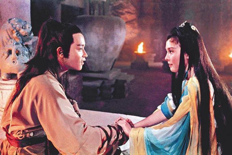 ■翁靜晶當年和張國榮拍《楊過與小龍女》被整蠱,幸得劉家良代出頭。劇照 ■翁靜晶當年和張國榮拍《楊過與小龍女》被整蠱,幸得劉家良代出頭。劇照