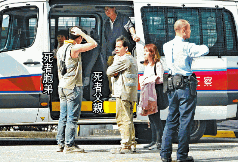 ■死者父親及胞弟到醫院了解情況。詹家志攝 ■死者父親及胞弟到醫院了解情況。詹家志攝