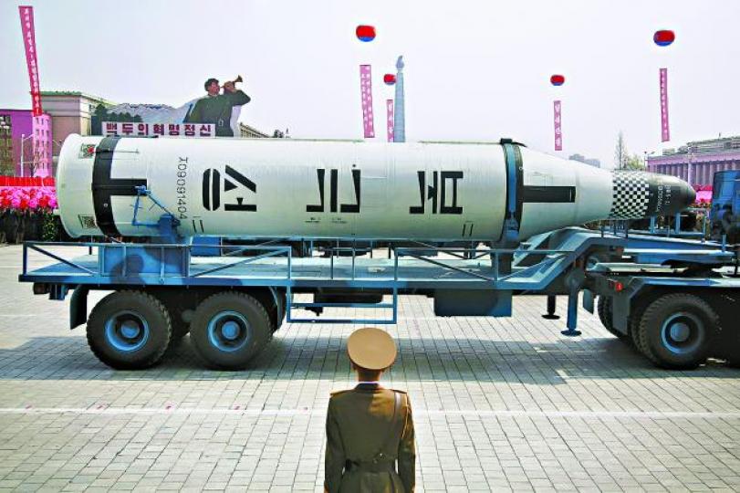 ■北韓4月閱兵展示「北極星」導彈,據指最新款的3型已製成原型。 ■北韓4月閱兵展示「北極星」導彈,據指最新款的3型已製成原型。