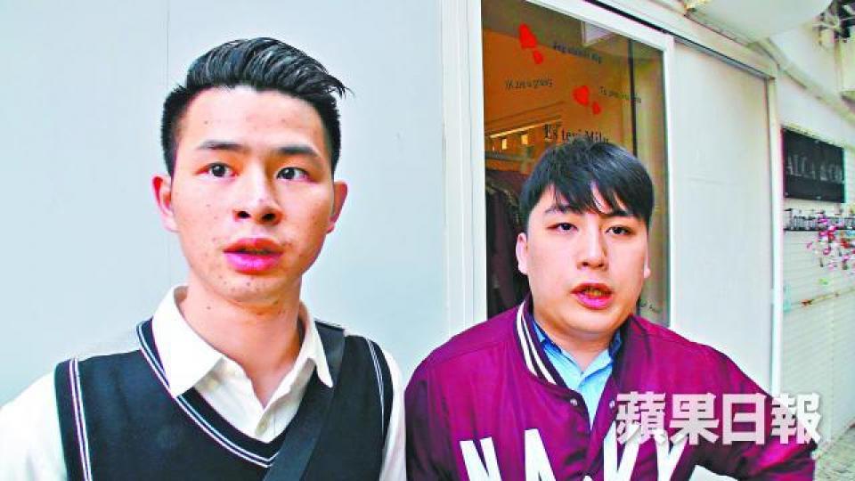 ■途人徐先生(左)及楊先生(右)於劫案中協助制服疑犯。 ■途人徐先生(左)及楊先生(右)於劫案中協助制服疑犯。