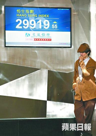 ■恒指昨升55點,收報29919點。李潤芳攝 ■恒指昨升55點,收報29919點。李潤芳攝