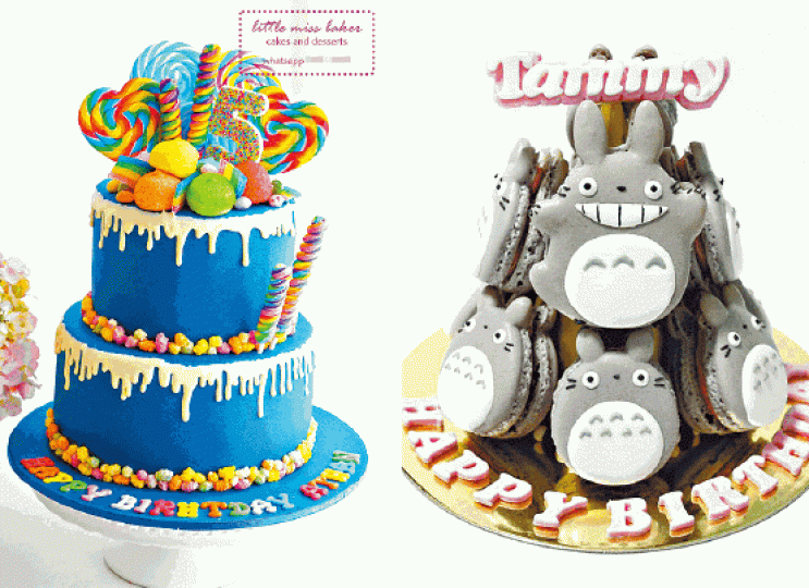 ■網店Little miss cake(左圖)與Gan Ba De(右圖)均在fb上載蛋糕成品作招徠之用。 ■網店Little miss cake(左圖)與Gan Ba De(右圖)均在fb上載蛋糕成品作招徠之用。