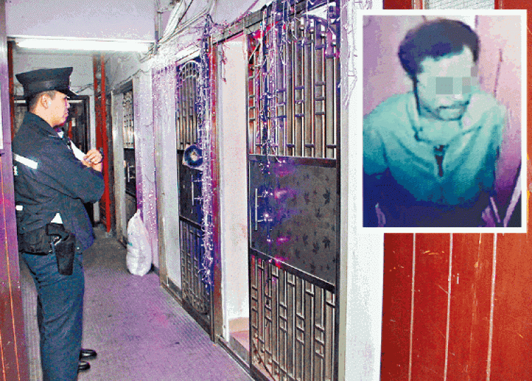 ■警方封鎖香檳大廈搜捕劫匪(小圖)。溫文學攝 ■警方封鎖香檳大廈搜捕劫匪(小圖)。溫文學攝