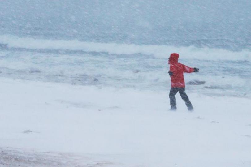 【波士頓】■市內冰天雪地兼水浸,路面有如冰封極地。 【波士頓】■市內冰天雪地兼水浸,路面有如冰封極地。