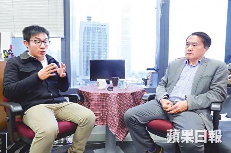 ■黃浩銘與李永達對談中同意,民主派應凝聚民意。朱永倫攝
■黃浩銘與李永達對談中同意,民主派應凝聚民意。朱永倫攝