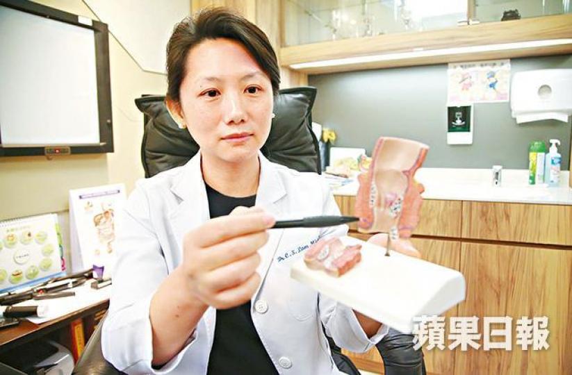 ■林子倩指,當血管墊不正常地腫脹及充血、下垂及發炎時,便會引致痔瘡。 ■林子倩指,當血管墊不正常地腫脹及充血、下垂及發炎時,便會引致痔瘡。
