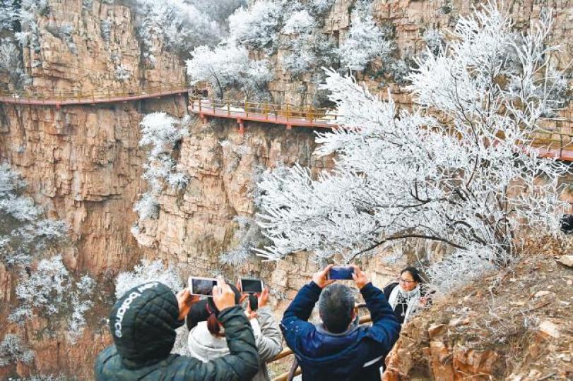 【河南】■魯山縣阿婆寨景區出現霧淞景觀。新華社【山東】■威海大雪紛飛，車頂覆蓋白雪。【山東】■煙台泳客不懼嚴寒在海邊玩雪兼冬泳。【南京】■學童穿厚衣吃臘八粥應節。【湖北】■襄陽清潔工人清除樹上積雪。【北京】■市民身穿全副禦寒衣物外出。