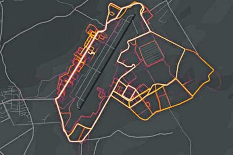 ■Strava公開地圖中,可見阿富汗巴格拉姆美國空軍基地位置和士兵活動路徑。 ■Strava公開地圖中,可見阿富汗巴格拉姆美國空軍基地位置和士兵活動路徑。