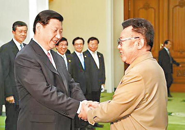 ■習近平曾於2008年會晤金正日。
■習近平曾於2008年會晤金正日。