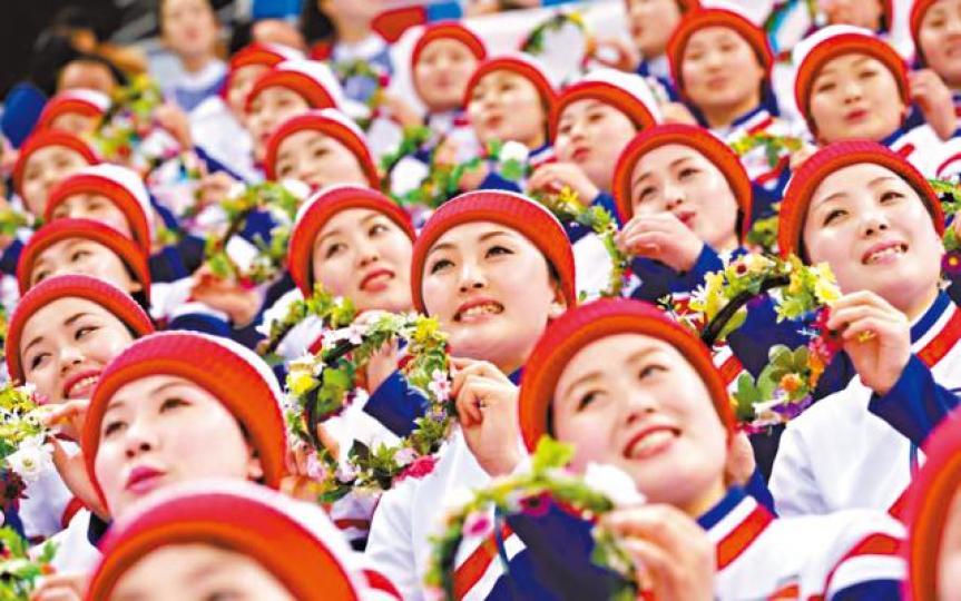 ■南韓年輕人對北韓啦啦隊反感。 ■南韓年輕人對北韓啦啦隊反感。