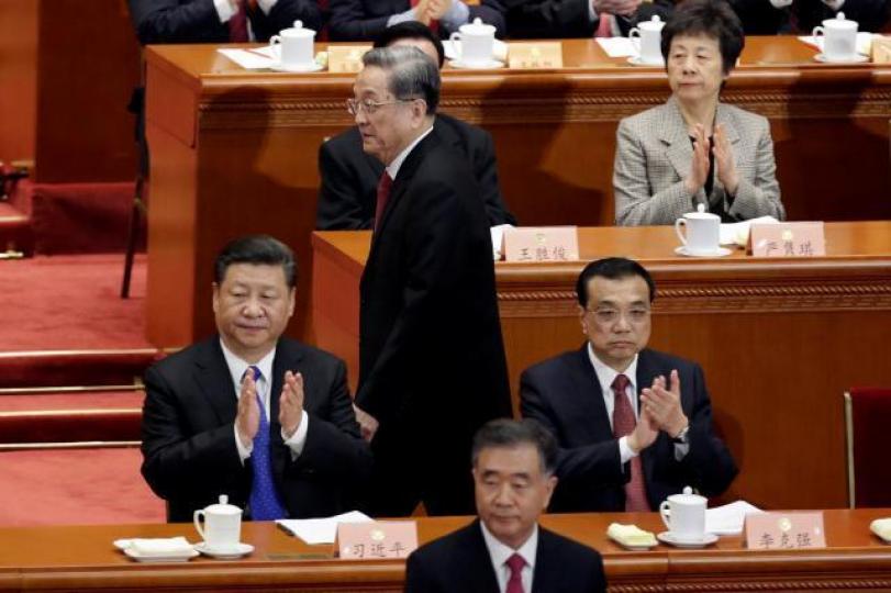 ■習近平昨出席政協會議,聽取政協主席俞正聲任內最後一份工作報告。路透社 ■習近平昨出席政協會議,聽取政協主席俞正聲任內最後一份工作報告。路透社
