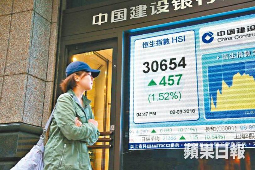 ■在騰訊及友邦領軍下,恒指昨反彈457點。晉平安攝 ■在騰訊及友邦領軍下,恒指昨反彈457點。晉平安攝