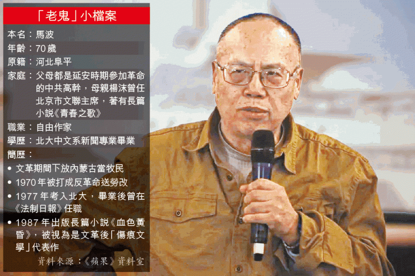 ■原名馬波的「老鬼」不僅是紅二代,還是著名傷痕文學作家。 ■原名馬波的「老鬼」不僅是紅二代,還是著名傷痕文學作家。