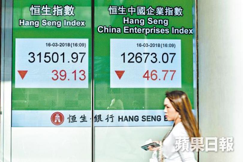 ■港股昨早段一度下挫逾200點,收市僅微跌39點。方家遠攝
■港股昨早段一度下挫逾200點,收市僅微跌39點。方家遠攝