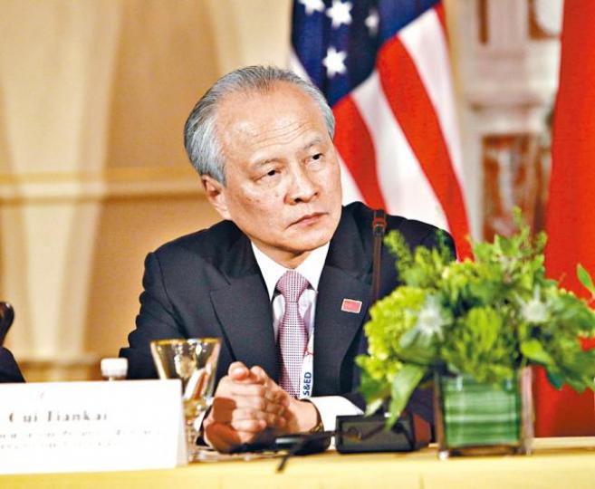 ■中國駐美大使崔天凱強調中方不排除減購美債反擊。 ■中國駐美大使崔天凱強調中方不排除減購美債反擊。