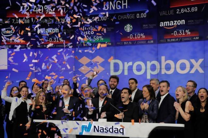 ■Dropbox上周五掛牌,收市價報28.48美元。路透社
■Dropbox上周五掛牌,收市價報28.48美元。路透社