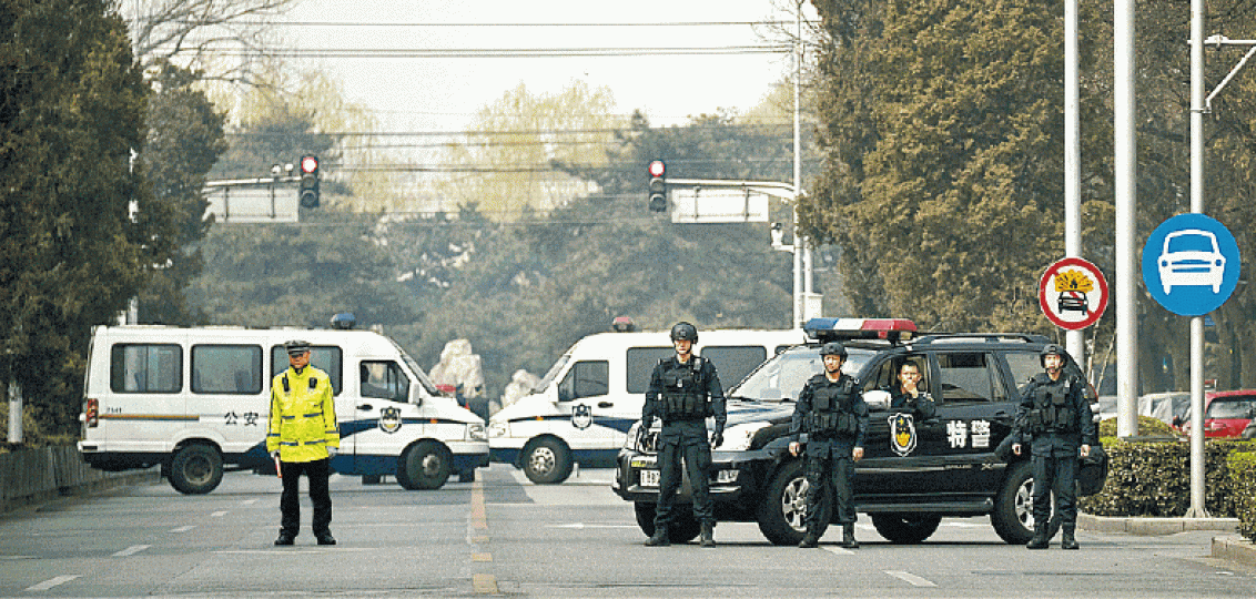 ■據指金正恩下榻釣魚台國賓館,附近封路戒備森嚴。 美聯社
■據指金正恩下榻釣魚台國賓館,附近封路戒備森嚴。 美聯社