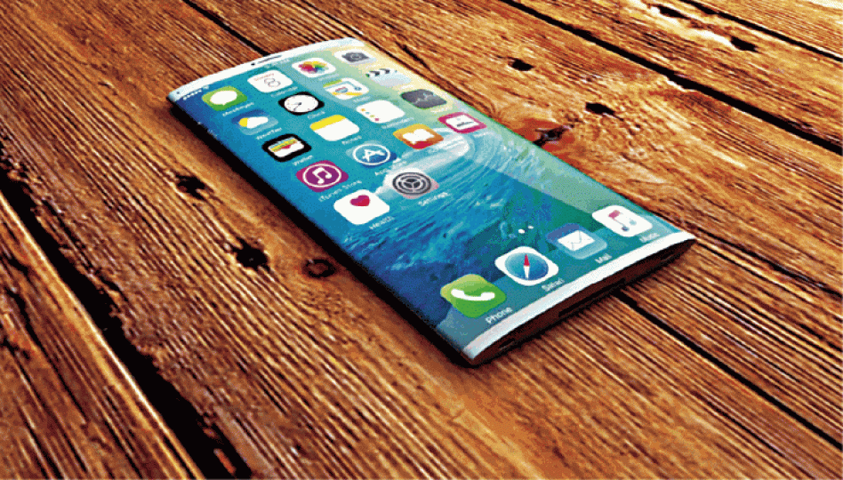 ■傳蘋果開發由上而下逐漸往內彎曲的iPhone螢幕;圖為網民設計圖片。 ■傳蘋果開發由上而下逐漸往內彎曲的iPhone螢幕;圖為網民設計圖片。