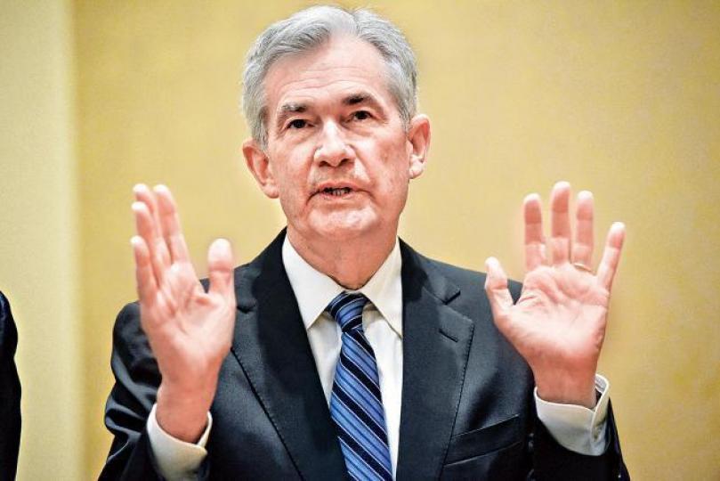 ■聯儲局主席鮑威爾■中美貿易衝突風起雲湧,美股周五收跌572點。路透社 ■聯儲局主席鮑威爾■中美貿易衝突風起雲湧,美股周五收跌572點。路透社