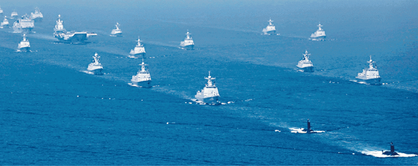 ■解放軍昨在南海舉行建政以來最大海上閱兵。 ■解放軍昨在南海舉行建政以來最大海上閱兵。