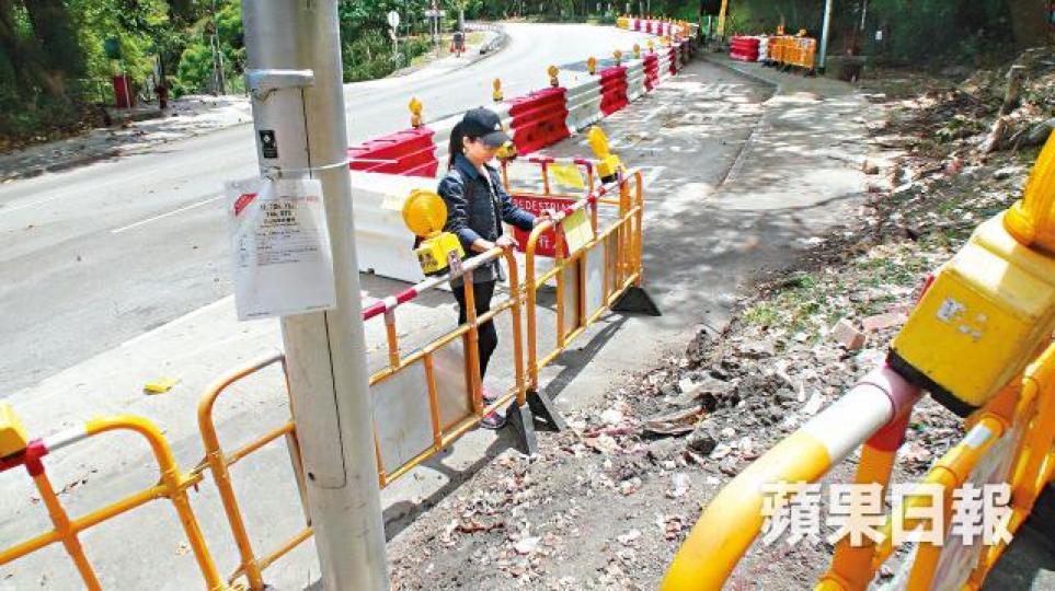 ■從外國返港祭祖的張太在清明節到車禍現場獻花悼念。簡明恩攝■大埔公路九巴翻側車禍釀19死66傷。 ■從外國返港祭祖的張太在清明節到車禍現場獻花悼念。簡明恩攝■大埔公路九巴翻側車禍釀19死66傷。